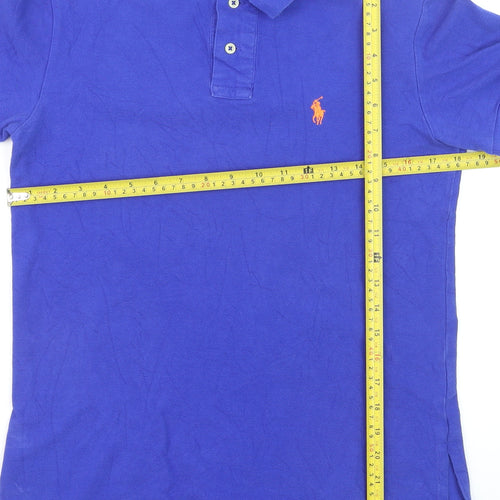 Ralph Lauren Men's Blue Custom Fit Cotton Short Sleeve Polo Shirt S