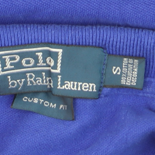 Ralph Lauren Men's Blue Custom Fit Cotton Short Sleeve Polo Shirt S