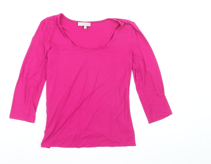 Hobbs Women’s Pink Jersey 3/4 Sleeve Scoop Neck T-Shirt Size S