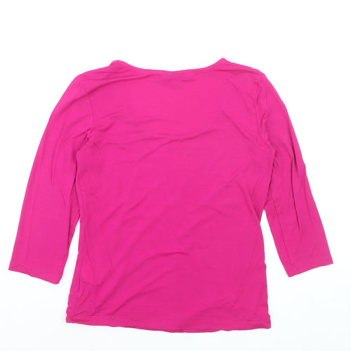 Hobbs Women’s Pink Jersey 3/4 Sleeve Scoop Neck T-Shirt Size S