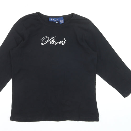 Artscapes Womens Black Paris Embroidered Cotton T-Shirt M