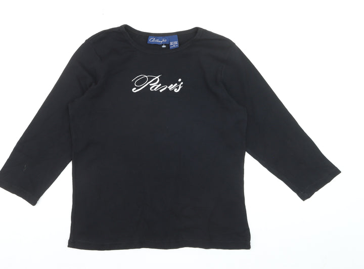 Artscapes Womens Black Paris Embroidered Cotton T-Shirt M
