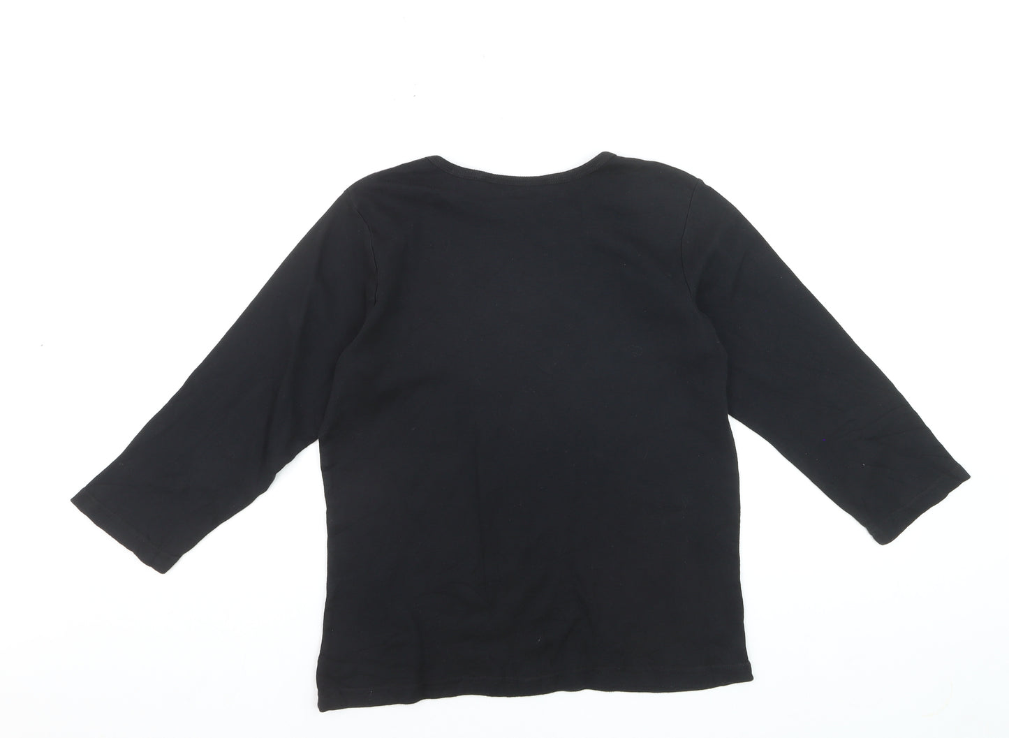 Artscapes Womens Black Paris Embroidered Cotton T-Shirt M