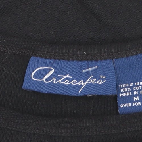 Artscapes Womens Black Paris Embroidered Cotton T-Shirt M