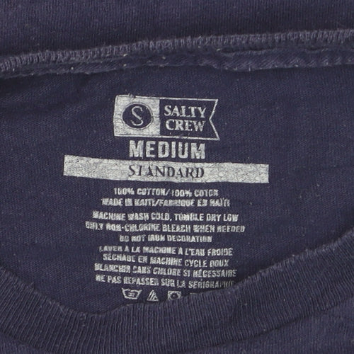 Salty Crew Men's Navy Blue Cotton Short Sleeve Graphic T-Shirt Medium