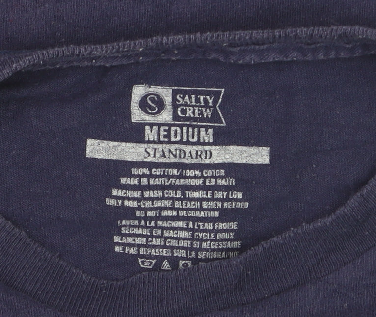 Salty Crew Men's Navy Blue Cotton Short Sleeve Graphic T-Shirt Medium