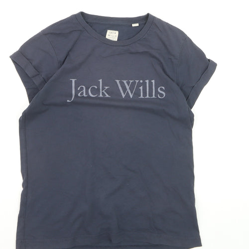 Jack Wills Women's Blue Cotton Crew Neck T-Shirt UK 6