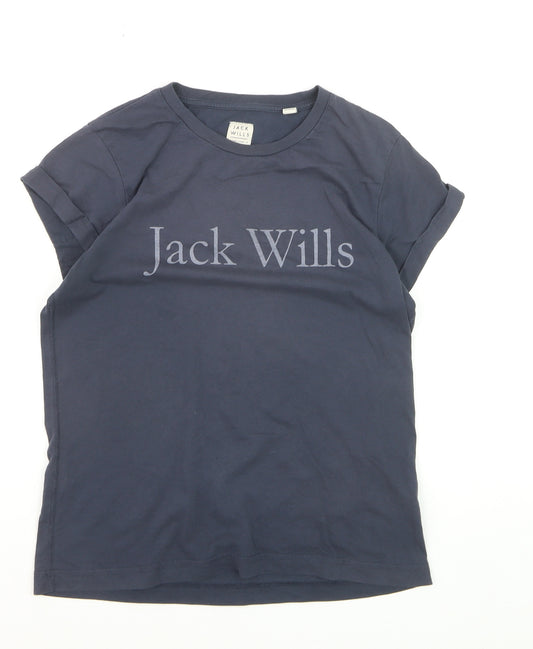 Jack Wills Women's Blue Cotton Crew Neck T-Shirt UK 6