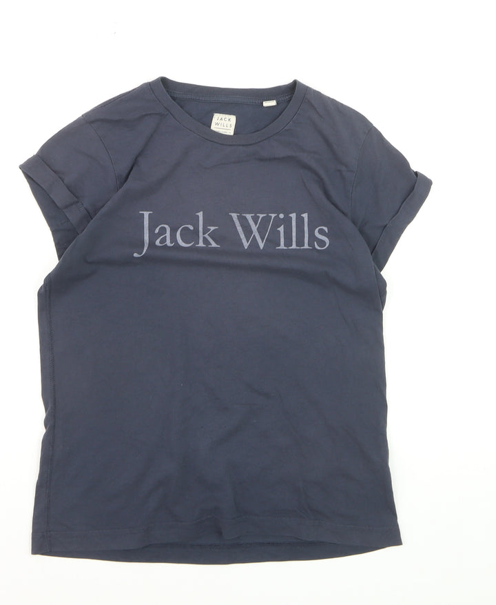 Jack Wills Women's Blue Cotton Crew Neck T-Shirt UK 6