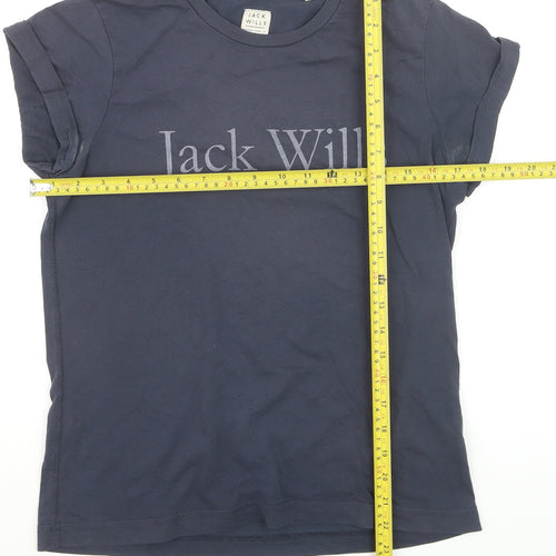 Jack Wills Women's Blue Cotton Crew Neck T-Shirt UK 6