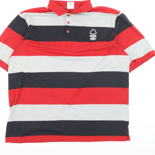 Forest Men's Red Black Grey Striped 3XL Polo Shirt