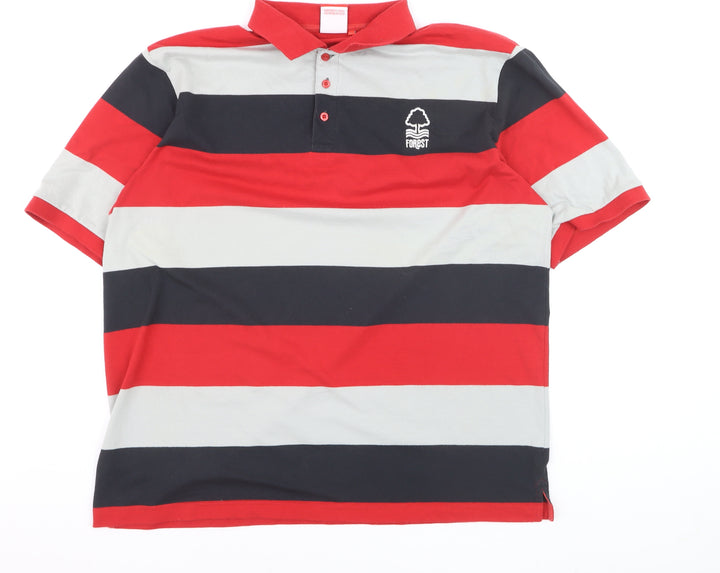 Forest Men's Red Black Grey Striped 3XL Polo Shirt