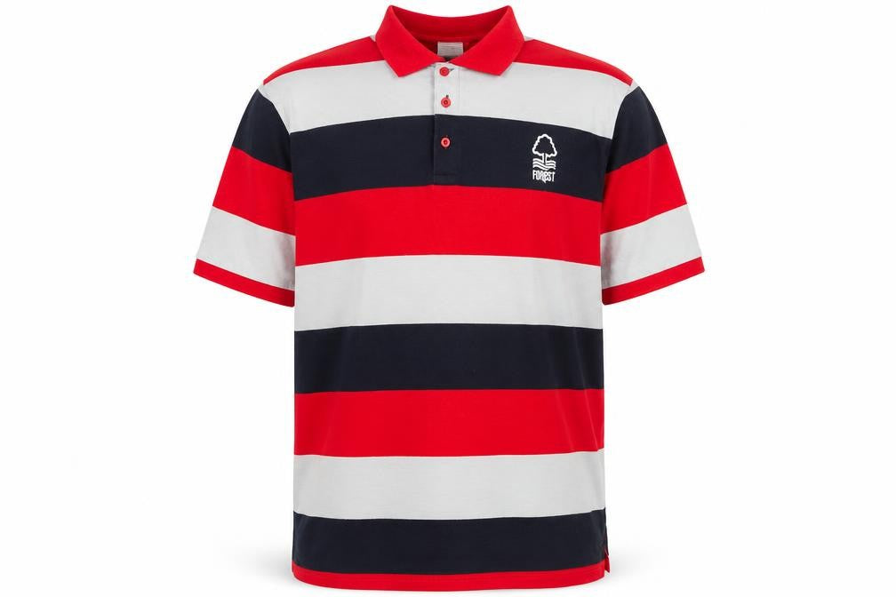 Front view of Forest Men's Red Black Grey Striped 3XL Polo Shirt