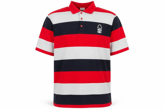 Front view of Forest Men's Red Black Grey Striped 3XL Polo Shirt