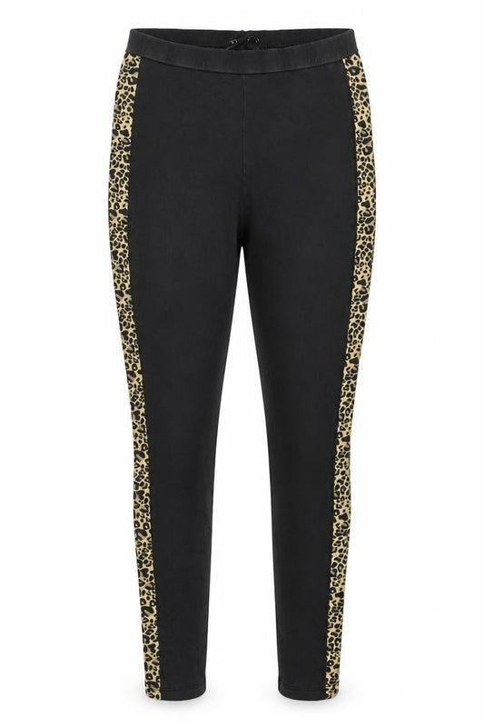 Lipsy Women’s Black Leopard Side Stripe Stretch Leggings Size 8