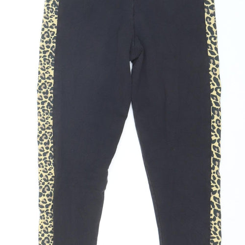 Lipsy Women’s Black Leopard Side Stripe Stretch Leggings Size 8
