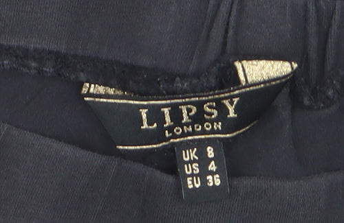 Lipsy Women’s Black Leopard Side Stripe Stretch Leggings Size 8