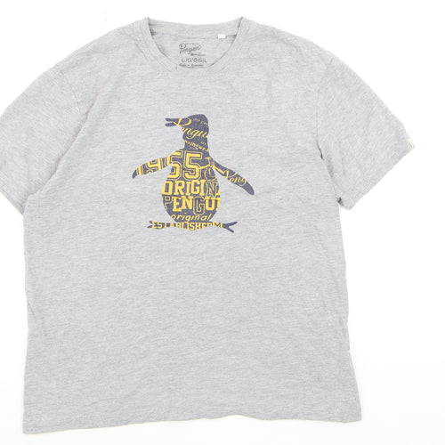 Original Penguin Grey Graphic Cotton T-Shirt Men's Large
