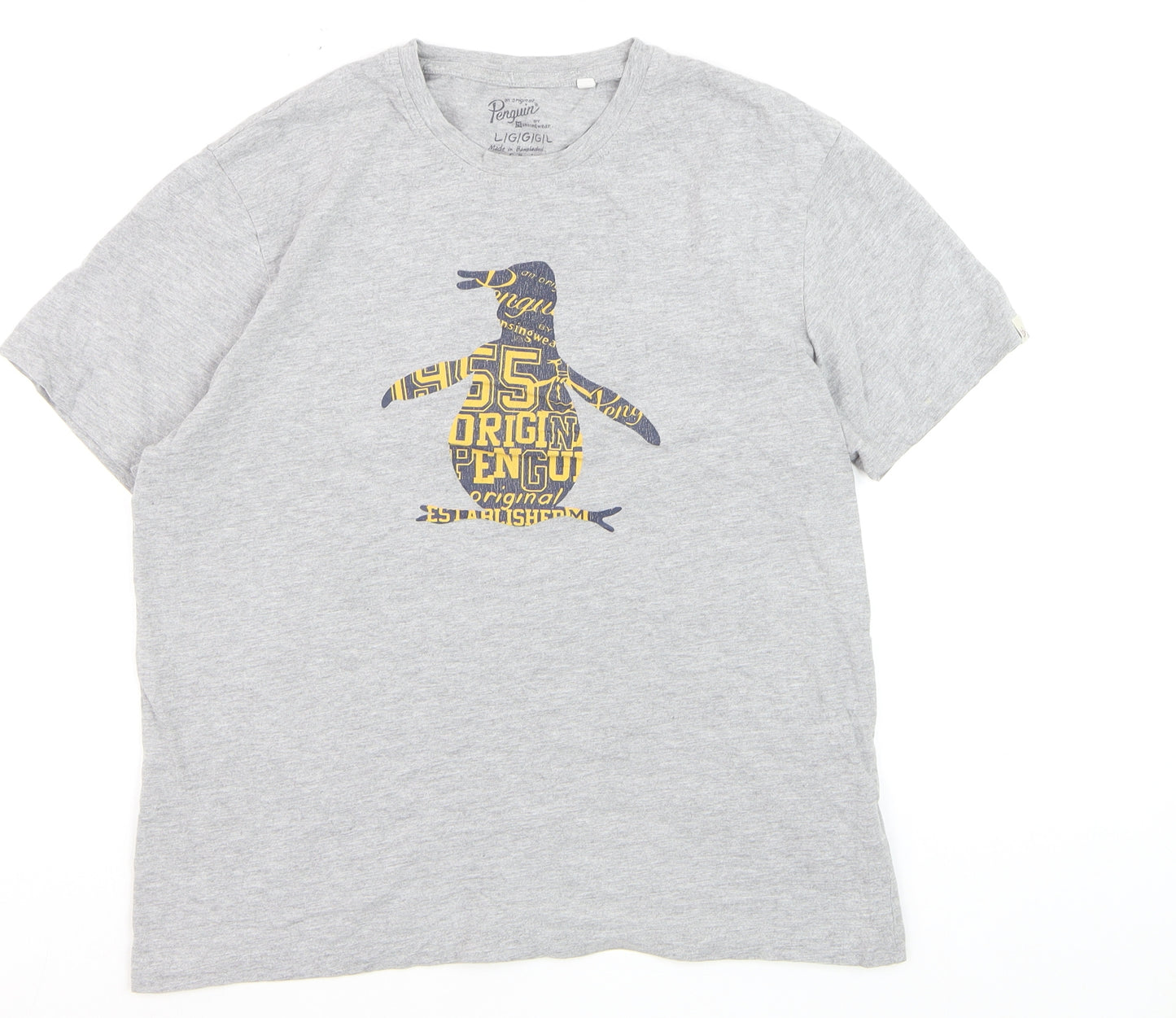 Original Penguin Grey Graphic Cotton T-Shirt Men's Large