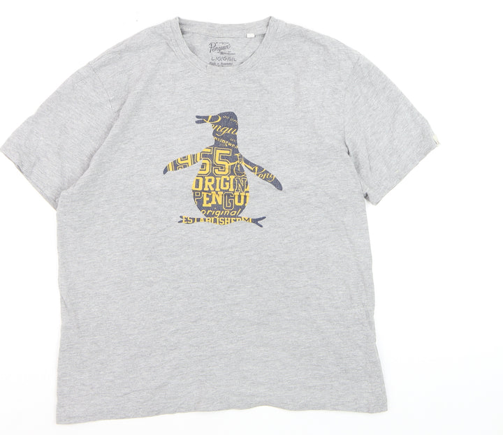 Original Penguin Grey Graphic Cotton T-Shirt Men's Large