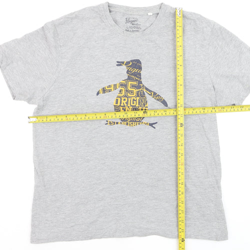 Original Penguin Grey Graphic Cotton T-Shirt Men's Large