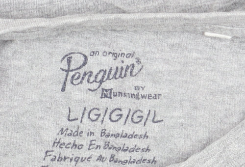 Original Penguin Grey Graphic Cotton T-Shirt Men's Large