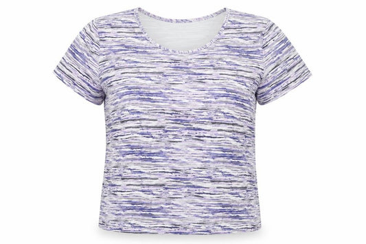 Front view of Collection L Women’s Multicoloured Stripe T-Shirt, size UK 20, Viscose Blend