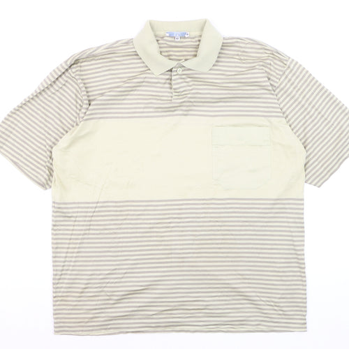 Valentino Uomo Men's Beige Striped Polo Shirt XL Regular Fit