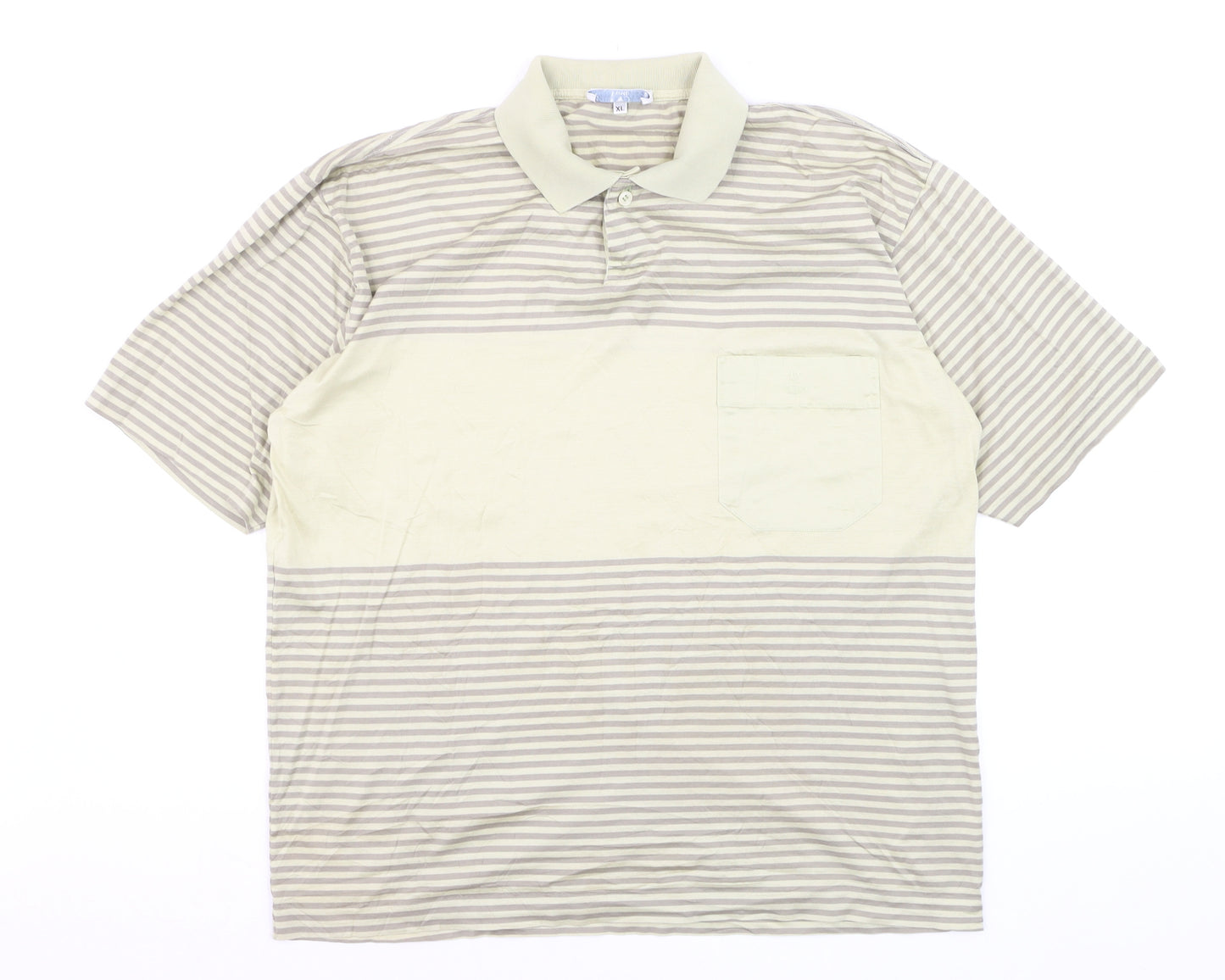 Valentino Uomo Men's Beige Striped Polo Shirt XL Regular Fit