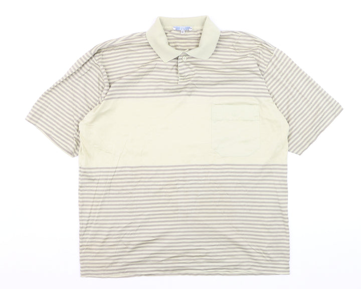 Valentino Uomo Men's Beige Striped Polo Shirt XL Regular Fit