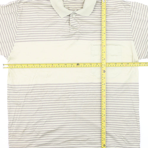 Valentino Uomo Men's Beige Striped Polo Shirt XL Regular Fit