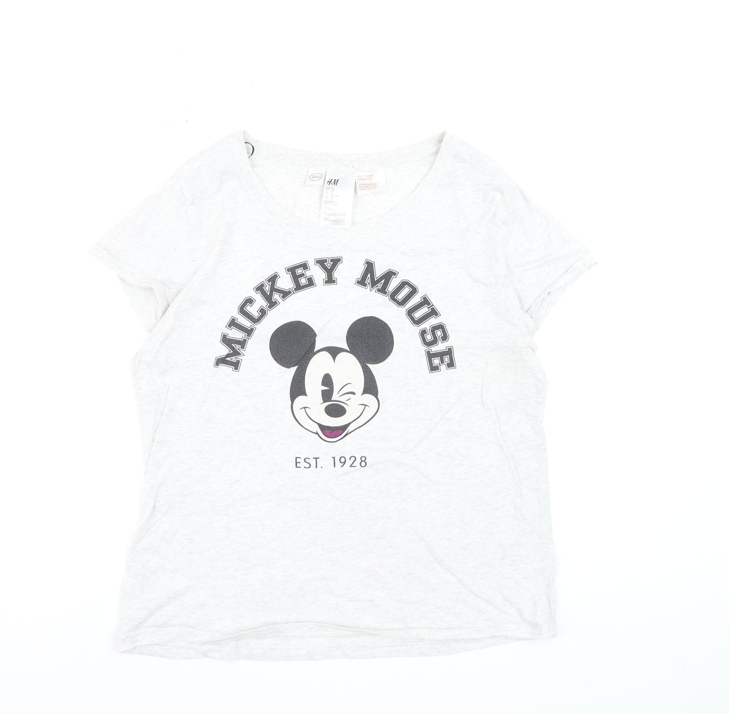 H&M Women’s White Mickey Mouse Cotton T-Shirt Size 12