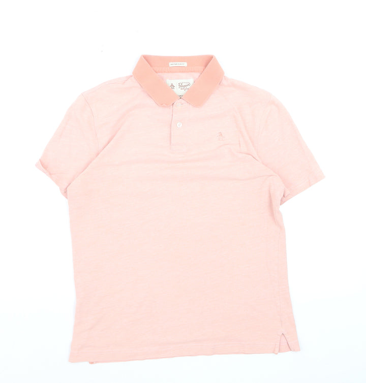 Original Penguin Men's Pink Heritage Slim Fit Polo Shirt Size S