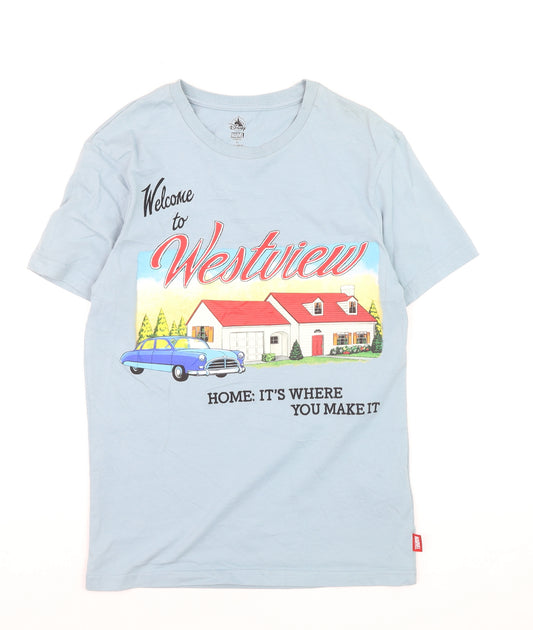 Disney Marvel Westview Blue Men's T-Shirt Size XS Cotton Graphic