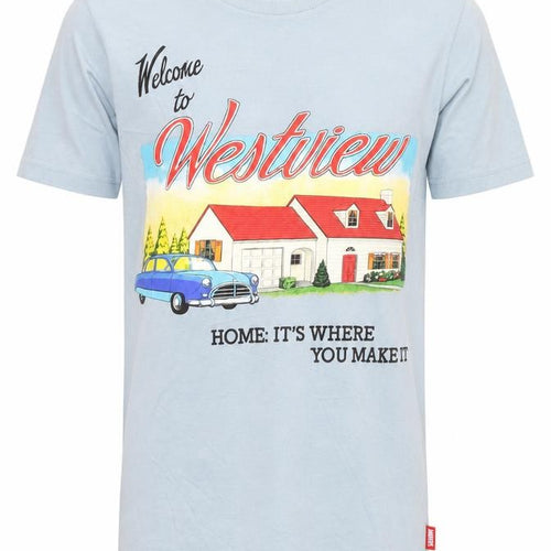 Disney Marvel Westview Blue Men's T-Shirt Size XS Cotton Graphic