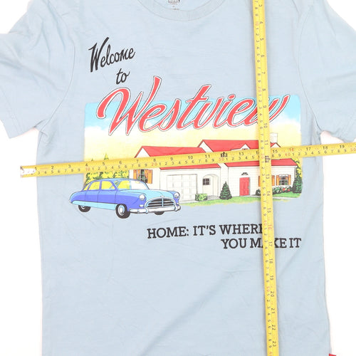 Disney Marvel Westview Blue Men's T-Shirt Size XS Cotton Graphic