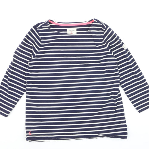 Joules Women Blue Striped Long Sleeve Cotton Nautical Top Size 14