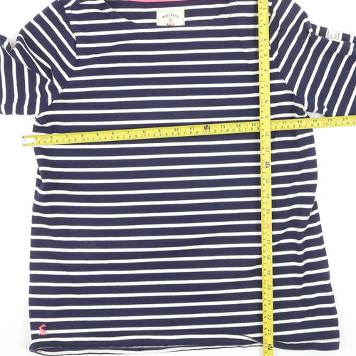 Joules Women Blue Striped Long Sleeve Cotton Nautical Top Size 14