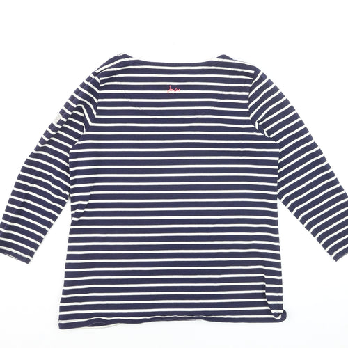 Joules Women Blue Striped Long Sleeve Cotton Nautical Top Size 14
