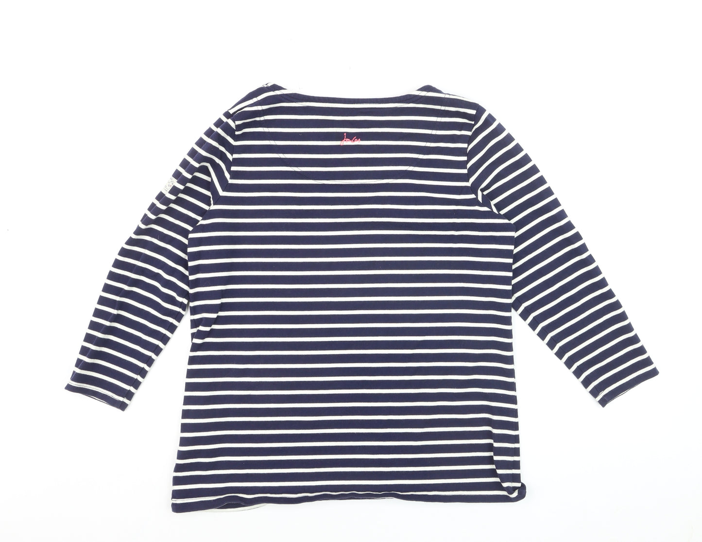 Joules Women Blue Striped Long Sleeve Cotton Nautical Top Size 14