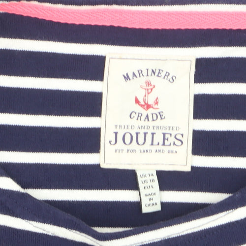 Joules Women Blue Striped Long Sleeve Cotton Nautical Top Size 14