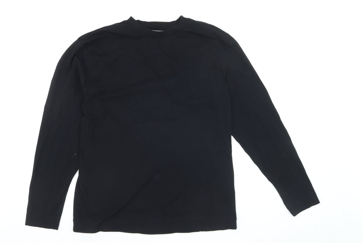 Collusion Men’s Black Cotton Long Sleeve Crew Neck Top Size S
