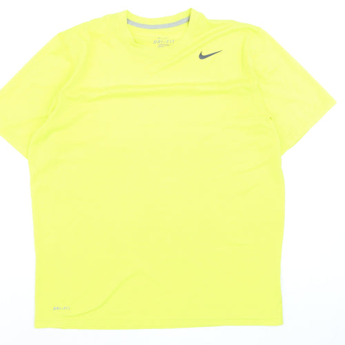Nike Men's Yellow Dri-FIT Short Sleeve Sports T-Shirt L