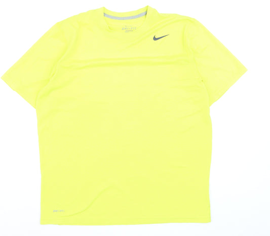Nike Men's Yellow Dri-FIT Short Sleeve Sports T-Shirt L
