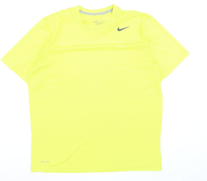 Nike Men's Yellow Dri-FIT Short Sleeve Sports T-Shirt L