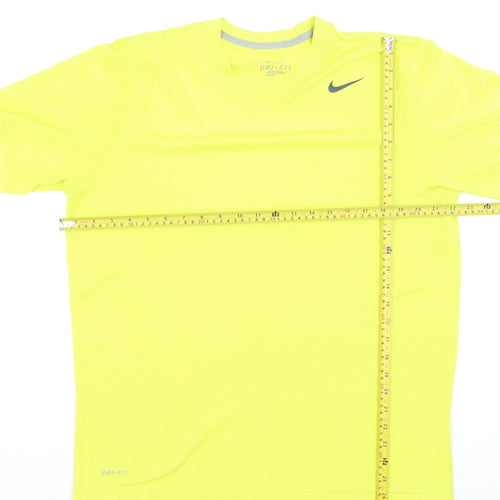 Nike Men's Yellow Dri-FIT Short Sleeve Sports T-Shirt L