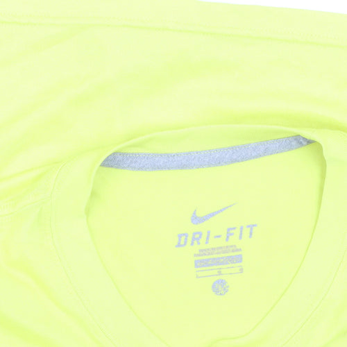 Nike Men's Yellow Dri-FIT Short Sleeve Sports T-Shirt L