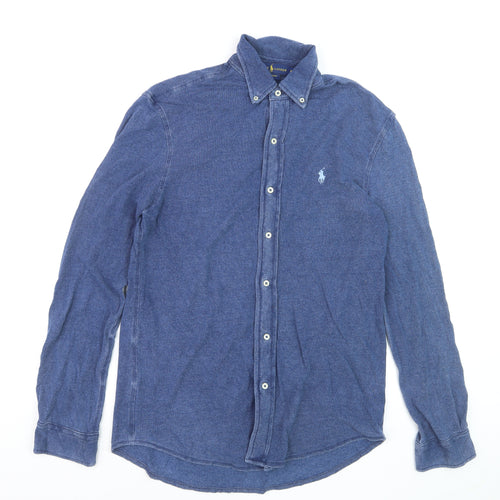 Ralph Lauren Men's Blue Cotton Button-Down Long Sleeve Shirt M