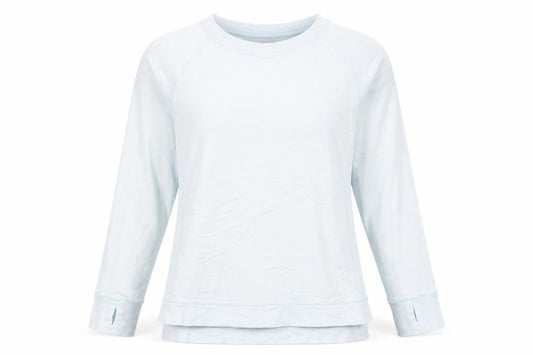 Front view of Sweaty Betty Women’s Blue XS Pullover Sweatshirt Raglan Long Sleeve Top