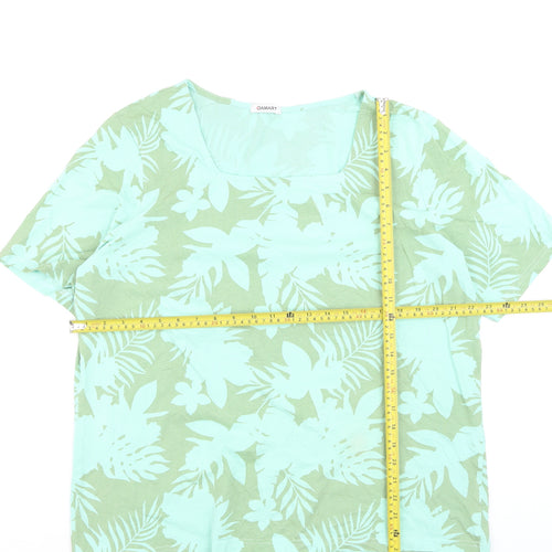 Damart Women's Green Floral Tropical Short Sleeve Cotton T-Shirt Size 18/20